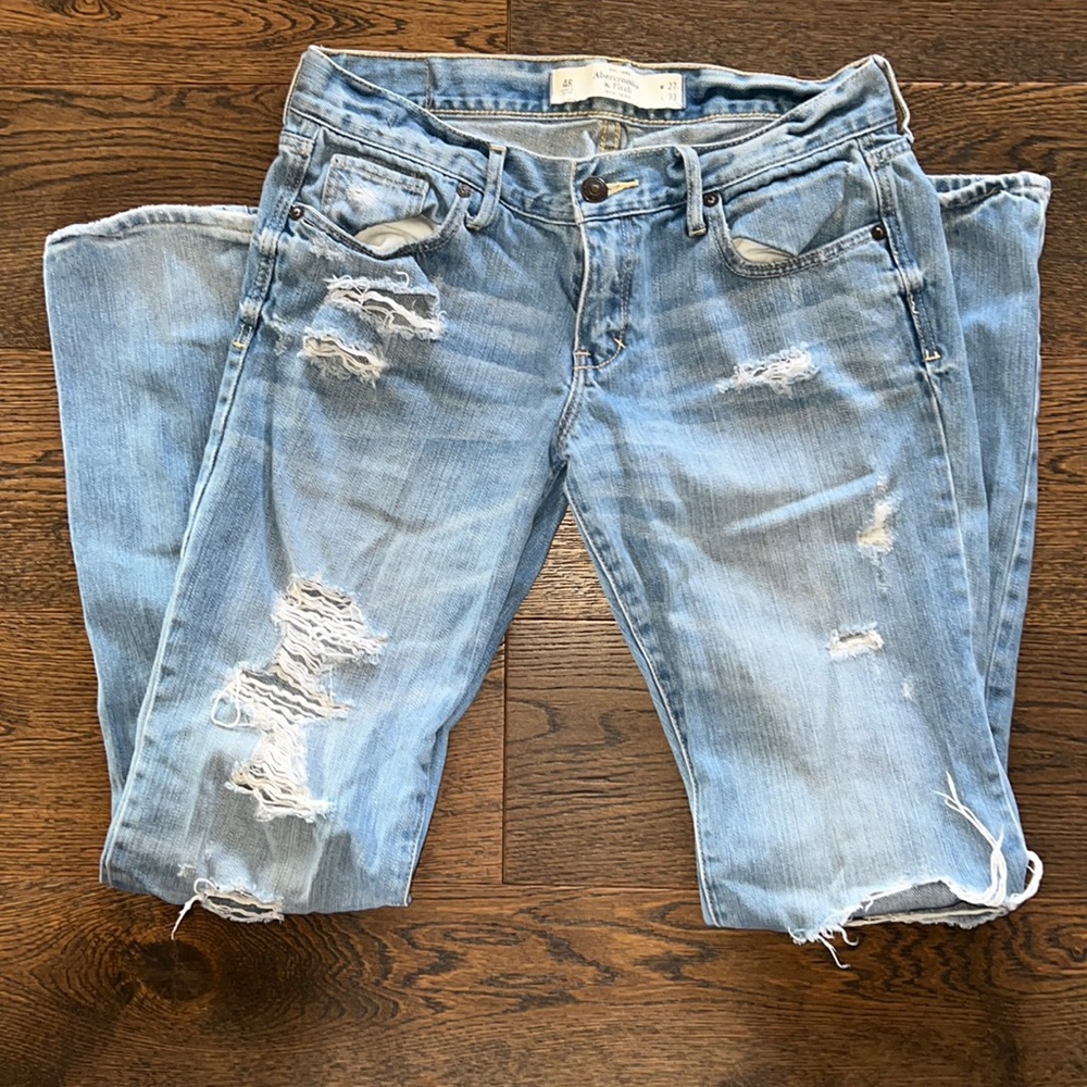 Abercrombie & Fitch ripped light blue jeans